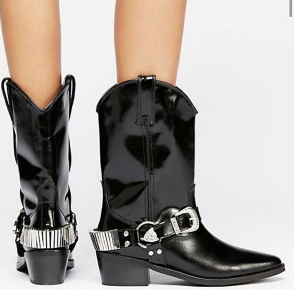 Free People Heiress Black Western Cowboy Boots